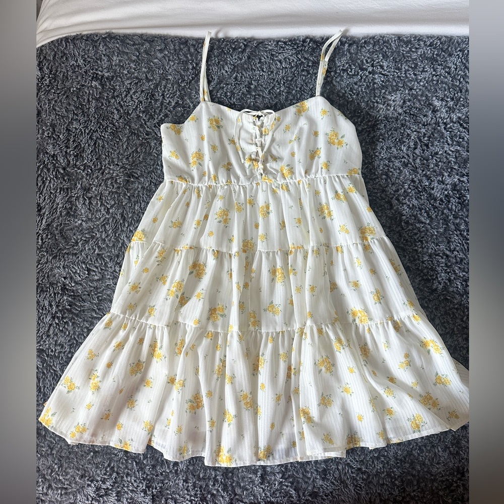 Altar'd State White and Yellow Floral Mini Dress